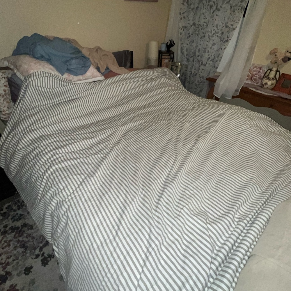 Jellymoni~Striped Gray Cotton Duvet ~ King ~ 100% Cotton - Picture 2 of 9